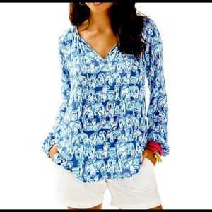 Lilly Pulitzer Elephant Motif Blouse S